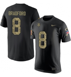 Nike Minnesota Vikings #8 Sam Bradford Black Camo Salute to Service T-Shirt