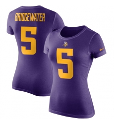 Women's Nike Minnesota Vikings #5 Teddy Bridgewater Purple Rush Pride Name & Number T-Shirt