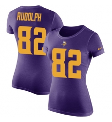 Women's Nike Minnesota Vikings #82 Kyle Rudolph Purple Rush Pride Name & Number T-Shirt