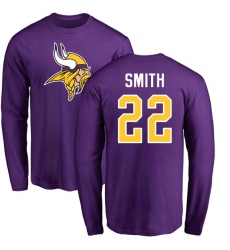 NFL Nike Minnesota Vikings #22 Harrison Smith Purple Name & Number Logo Long Sleeve T-Shirt