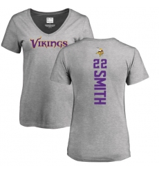 NFL Women's Nike Minnesota Vikings #22 Harrison Smith Ash Backer V-Neck T-Shirt