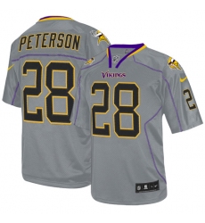 Men's Nike Minnesota Vikings #28 Adrian Peterson Elite Lights Out Grey NFL Jersey