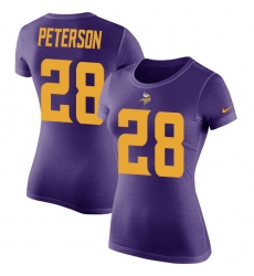 Women's Nike Minnesota Vikings #28 Adrian Peterson Purple Rush Pride Name & Number T-Shirt