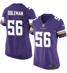 Women's Nike Minnesota Vikings #56 Chris Doleman Game Purple Team Color NFL Jersey