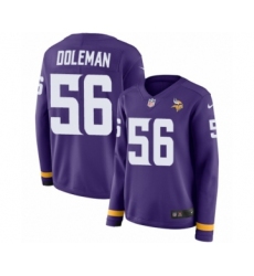 Women's Nike Minnesota Vikings #56 Chris Doleman Limited Purple Therma Long Sleeve NFL Jersey