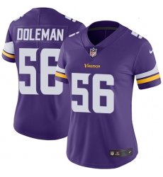 Women's Nike Minnesota Vikings #56 Chris Doleman Purple Team Color Vapor Untouchable Limited Player NFL Jersey