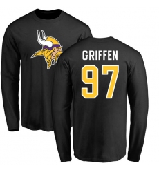 NFL Nike Minnesota Vikings #97 Everson Griffen Black Name & Number Logo Long Sleeve T-Shirt