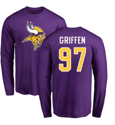 NFL Nike Minnesota Vikings #97 Everson Griffen Purple Name & Number Logo Long Sleeve T-Shirt