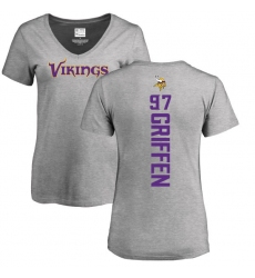 NFL Women's Nike Minnesota Vikings #97 Everson Griffen Ash Backer V-Neck T-Shirt