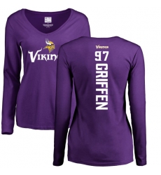 NFL Women's Nike Minnesota Vikings #97 Everson Griffen Purple Backer Slim Fit Long Sleeve T-Shirt