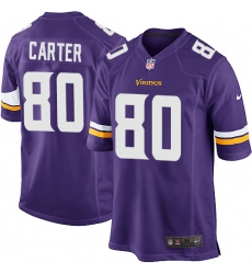 Men's Nike Minnesota Vikings #80 Cris Carter Game Purple Team Color NFL Jersey