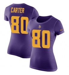 Women's Nike Minnesota Vikings #80 Cris Carter Purple Rush Pride Name & Number T-Shirt