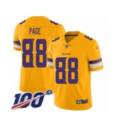 Men's Minnesota Vikings #88 Alan Page Limited Gold Inverted Legend 100th Season Football Jersey