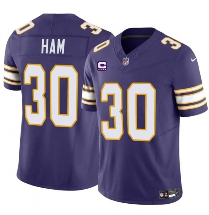 Men's Minnesota Vikings #30 C.J. Ham Purple 2024 F.U.S.E. Throwback With 4-Star C Vapor Untouchable Limited Stitched Jersey