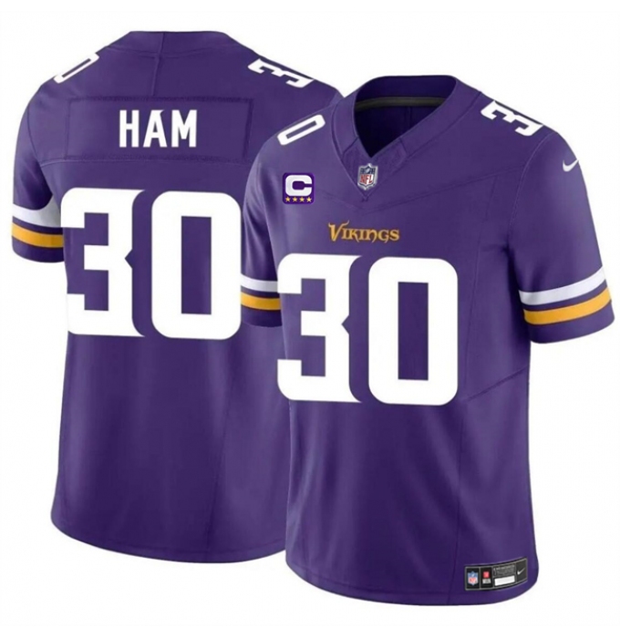 Men's Minnesota Vikings #30 C.J. Ham Purple 2024 F.U.S.E. With 4-Star C Vapor Untouchable Limited Stitched Jersey