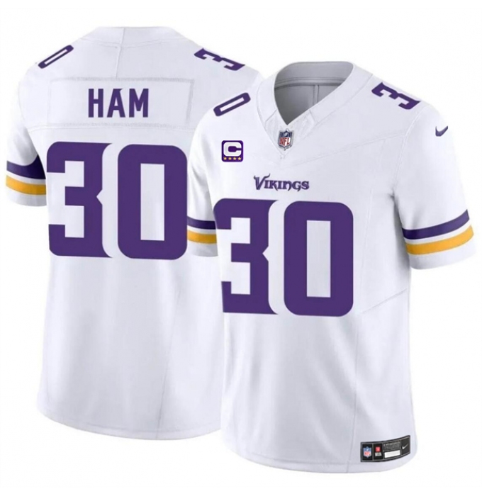 Men's Minnesota Vikings #30 C.J. Ham White 2024 F.U.S.E. With 4-Star C Vapor Untouchable Limited Stitched Jersey