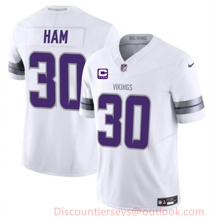 Men's Minnesota Vikings #30 C.J. Ham White 2024 F.U.S.E. With 4-Star C Winter Warrior Limited Stitched Jersey