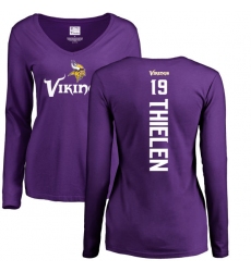 NFL Women's Nike Minnesota Vikings #19 Adam Thielen Purple Backer Slim Fit Long Sleeve T-Shirt