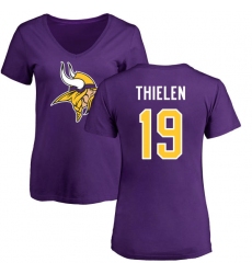 NFL Women's Nike Minnesota Vikings #19 Adam Thielen Purple Name & Number Logo Slim Fit T-Shirt