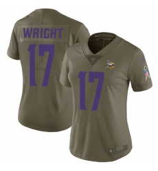 Women's Nike Minnesota Vikings #17 Jarius Wright Limited Olive 2017 Salute to Service NFL Jersey