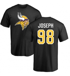 NFL Nike Minnesota Vikings #98 Linval Joseph Black Name & Number Logo T-Shirt