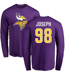 NFL Nike Minnesota Vikings #98 Linval Joseph Purple Name & Number Logo Long Sleeve T-Shirt