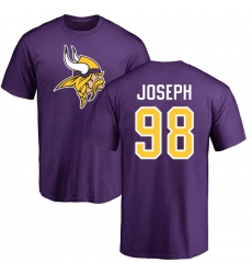 NFL Nike Minnesota Vikings #98 Linval Joseph Purple Name & Number Logo T-Shirt