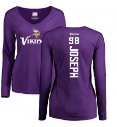 NFL Women's Nike Minnesota Vikings #98 Linval Joseph Purple Backer Slim Fit Long Sleeve T-Shirt