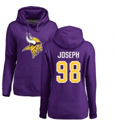 NFL Women's Nike Minnesota Vikings #98 Linval Joseph Purple Name & Number Logo Pullover Hoodie