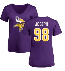 NFL Women's Nike Minnesota Vikings #98 Linval Joseph Purple Name & Number Logo Slim Fit T-Shirt