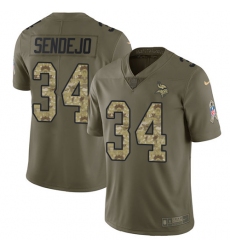 Men's Nike Minnesota Vikings #34 Andrew Sendejo Limited Olive/Camo 2017 Salute to Service NFL Jersey