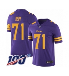 Men's Minnesota Vikings #71 Riley Reiff Limited Purple Rush Vapor Untouchable 100th Season Football Jersey