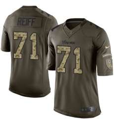 Men's Nike Minnesota Vikings #71 Riley Reiff Elite Green Salute to Service NFL Jersey