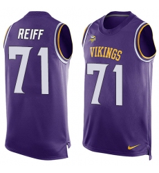 Men's Nike Minnesota Vikings #71 Riley Reiff Limited Purple Player Name & Number Tank Top NFL Jersey