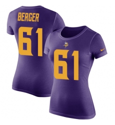 Women's Nike Minnesota Vikings #61 Joe Berger Purple Rush Pride Name & Number T-Shirt