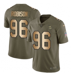 Youth Nike Minnesota Vikings #96 Brian Robison Limited Olive/Gold 2017 Salute to Service NFL Jersey
