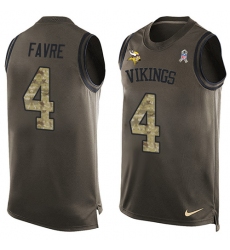 Men's Nike Minnesota Vikings #4 Brett Favre Limited Green Salute to Service Tank Top NFL Jersey