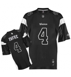 Reebok Minnesota Vikings #4 Brett Favre Black Shadow Replica Throwback NFL Jersey