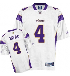 Reebok Minnesota Vikings #4 Brett Favre White Replica Throwback NFL Jersey