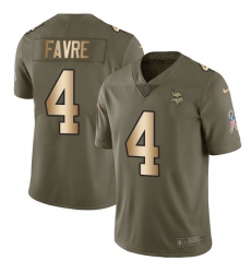 Youth Nike Minnesota Vikings #4 Brett Favre Limited Olive/Gold 2017 Salute to Service NFL Jersey