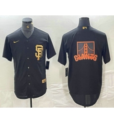 Men's San Francisco Giants Team Big Logo Black Gold Cool Base Stitched Baseball Jersey