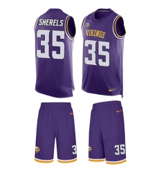 Men's Nike Minnesota Vikings #35 Marcus Sherels Limited Purple Tank Top Suit NFL Jersey