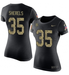 Women's Nike Minnesota Vikings #35 Marcus Sherels Black Camo Salute to Service T-Shirt