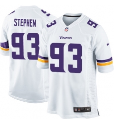 Men's Nike Minnesota Vikings #93 Shamar Stephen Game White NFL Jersey
