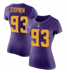 Women's Nike Minnesota Vikings #93 Shamar Stephen Purple Rush Pride Name & Number T-Shirt