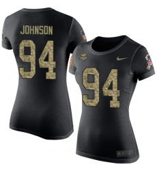 Women's Nike Minnesota Vikings #94 Jaleel Johnson Black Camo Salute to Service T-Shirt