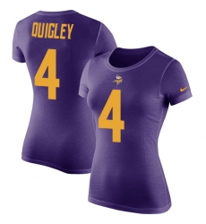 Women's Nike Minnesota Vikings #4 Ryan Quigley Purple Rush Pride Name & Number T-Shirt