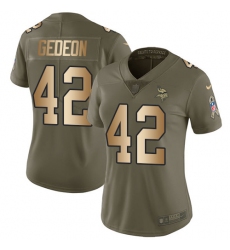 Women's Nike Minnesota Vikings #42 Ben Gedeon Limited Olive/Gold 2017 Salute to Service NFL Jersey