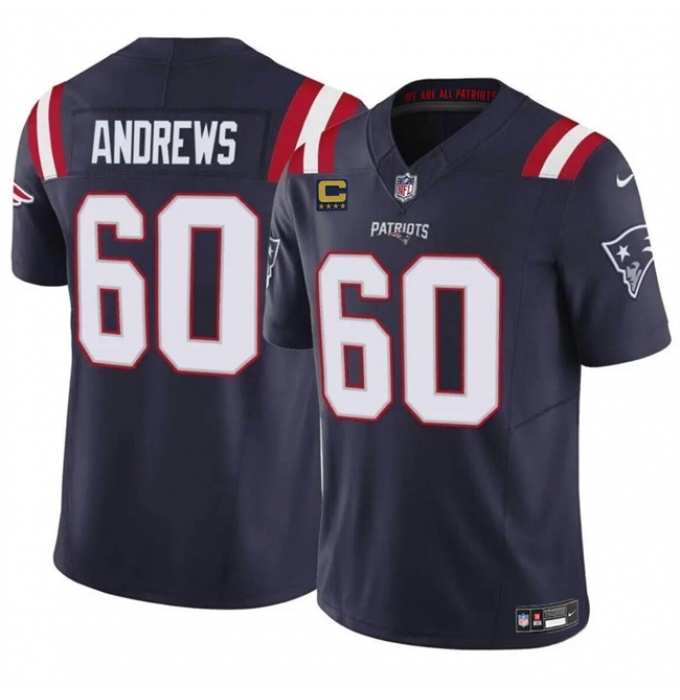 Men's New England Patriots #60 David Andrews Navy 2023 F.U.S.E. With 4-Star C Vapor Limited Stitched Football Jersey