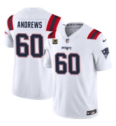 Men's New England Patriots #60 David Andrews White 2023 F.U.S.E. With 4-Star C Vapor Limited Stitched Football Jersey